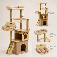 Arbre à chat et griffoir en bois écologique, best-seller, accessoires pour chat, lit pour chat et hamac pour chat, idéal pour une utilisation à la maison