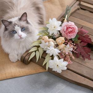 Bouquet di Margherite e Rose Artificiali in Seta <span class=keywords><strong>Viola</strong></span>, Composizione Floreale Sintetica Durevole per Eventi e Scenografie - Product Image 5