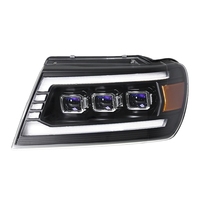1999-2004 pour JEEP Grand Cherokee Ensemble de phares modifié avec des feux de jour à LED Clignotants à flux continu Trois lentilles