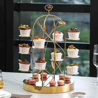 Support à gâteaux à trois étages de style européen, présentoir de desserts pour le thé de l'après-midi, ornement de table pour hôtel, restaurant, support à fruits