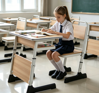 Table d'école ergonomique individuelle avec chaise, bureau collaboratif pour salle de classe, bureau et chaise pour élèves, en métal pour usage scolaire