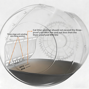 बड़े 80 एल स्मार्ट स्वचालित स्व-सफाई बिल्ली कूड़े बॉक्स पीपी सामग्री गोल शीर्ष रडार सेंसर बाएं घूर्णन टोफू मिट्टी - Product Image 4