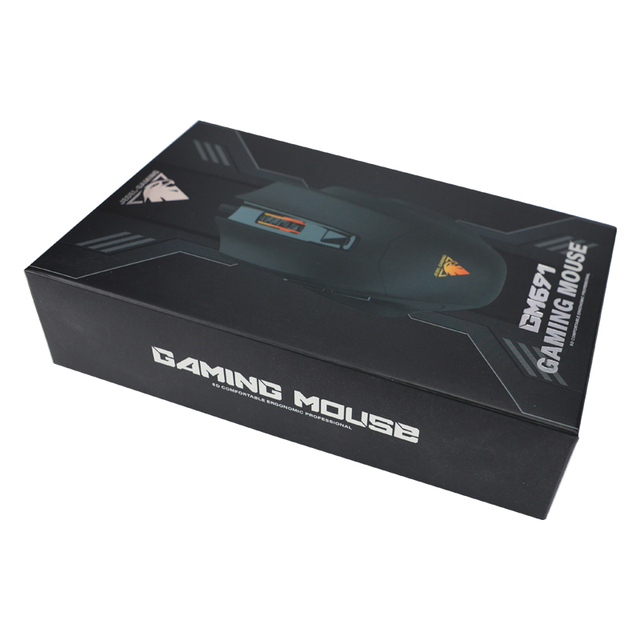 Custom High-Quality Eco-Friendly Long Rectangular Paper Box - Stylish Black E-Sports Gaming Mouse Packaging Box