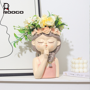 Rooogo Vente Chaude Pot de Fleurs en Résine Vert Fée pour Jardinières Succulentes Ornement Décoratif de Bureau Personnalisable pour la Maison - Product Image 5