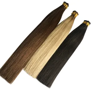 Customization New Popular Design Hand Tied Wefts All Double Drawn Human Hair Extension