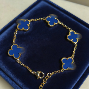 Collar de Lujo Ligero con Trébol de Cuatro Hojas, Unisex, Acero Inoxidable, Chapado en <span class=keywords><strong>Oro</strong></span> de 18K, Piedra Natural, Fritillaria de Doble Cara, a la Moda - Product Image 1