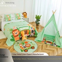 Décoration de chambre parent-enfant sur le thème de l'hôtel : licorne arc-en-ciel de dessin animé, drap de lit, couvre-lit, tapis de sol, oreiller, tente pour séjour à la maison