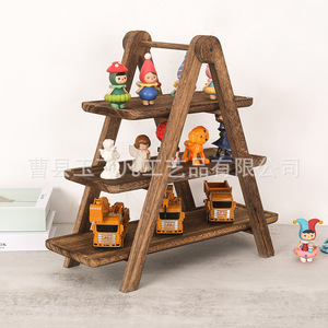 Plateau à trois niveaux en bois d'acacia 34,2 cm, plateau de service pour restaurant, pour la présentation de gâteaux et de desserts - Product Image 4