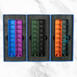 7日間スライドフィルオーガナイザー<span class=keywords><strong>AM</strong></span>/PMプッシュプルデザインCNC加工ステンレススチール純粋なアルミニウムカスタマイズ可能な毎日の薬 - Product Image 6