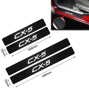 卸売4ピース/セット車のしきい値カーボンファイバーステッカードアストリップデコレーションデカールCX-5 CX 5 CX5 2012-車のロゴシリーズ