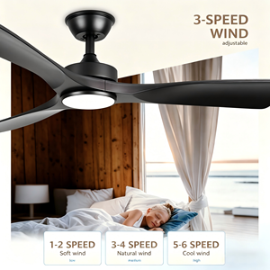 Modern Indoor Smart 52 Inch 3 Blades Black Dc Motor Led <b>Ceiling</b> Fan Lamp and <b>Remote</b> <b>Control</b> for Home Living Room and Bedroom - Product Image 3