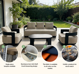 Set di Mobili <span class=keywords><strong>da</strong></span> Giardino in Alluminio dal Design Moderno Personalizzato, Divano <span class=keywords><strong>da</strong></span> <span class=keywords><strong>Esterno</strong></span> con <span class=keywords><strong>Cuscini</strong></span> <span class=keywords><strong>Impermeabili</strong></span> per Balcone, Patio, Hotel, Villa, Cortile - Product Image 2