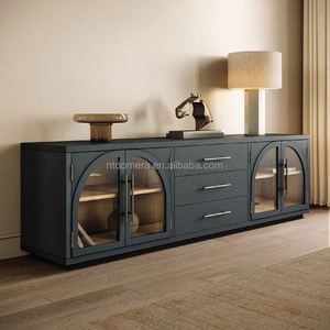 Mueble de TV de Madera Maciza de Estilo Retro Francés, Diseño Moderno Hecho a Mano para el Hogar, Hotel, Sala de Estar, Comedor, Muebles que Ahorran Espacio - Product Image 2