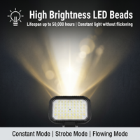 Phare LED rectangulaire pour véhicule tout-terrain, camion, remorque, chrome, éclairage de travail auxiliaire