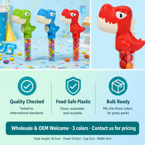 Giocattolo Tubo Caramelle a Forma di Dinosauro, Porta Caramelle con Testa di Dinosauro Carina e Tubo Trasparente, Gadget per Feste di Compleanno per Bambini, Regalo di Natale per Ragazzi e Ragazze - Product Image 4