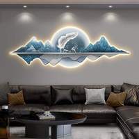 Art mural peinture de chambre à coucher de luxe 3d lumière moderne paysage cristal peinture sur porcelaine et peinture décorative à la lumière led