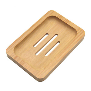 Yuka <b>Bamboo</b> <b>Soap</b> <b>Dish</b> Rectangular Self Drain <b>Soap</b> Holder For Bathroom Use - Product Image 1