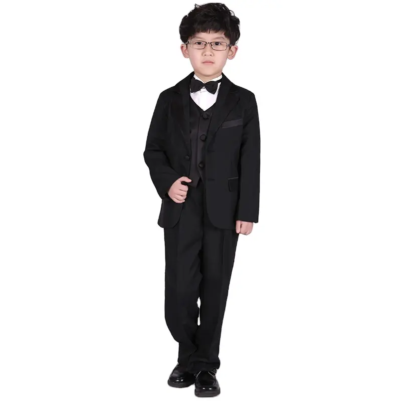 幼児男の子服フォーマルタキシード2-8歳キッズボーイ服セット4ピースボーイズドレス紳士パーティースーツセットベストパンツ
