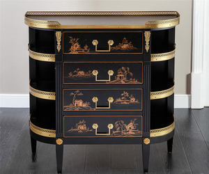 שחור לכה צבוע ביד רהיטי עץ 1020*360*980 ליבנה + ארון תצוגה 4-מגירה - Product Image 2