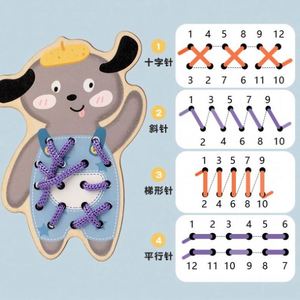 Cadeau d'anniversaire pour enfants : Jouets charmants, panneaux de cartes à lacer en bois en forme d'animaux mignons (dinosaures), ensemble d'activités de correspondance et de traçage - Product Image 3