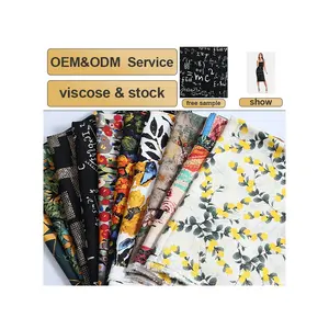 Rayon Rayon Viscose Fiber Printed Fabric In Stock Suitable For Women's Dress Fabrics