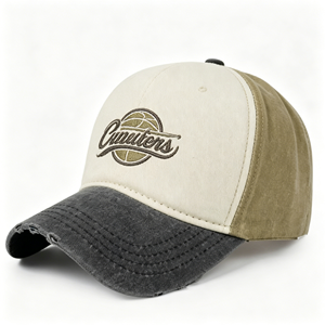High Quality 6 Panel Cotton Distressed Baseball <b>Cap</b> for Men & Women Custom <b>Vintage</b> Embroidery Logo - Product Image 1