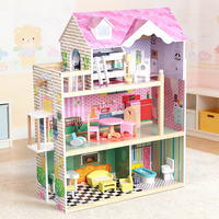 Mainan Rumah Boneka Kayu untuk Anak-anak, MDF Kayu Solid, Permainan Pura-pura, Model Rumah Boneka Mini, Hadiah untuk Anak Perempuan, Set Permainan Kreatif untuk Anak-anak