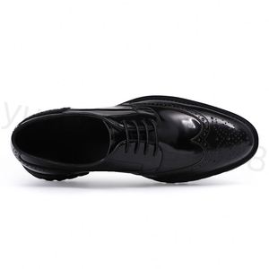 Men's Brogue Pattern Cowhide Real Leather Oxfords <b>Comfortable</b> Durable Lace-Up Dress <b>Shoes</b> for Spring Summer and Autumn - Product Image 4
