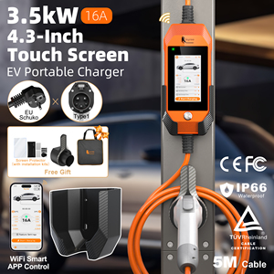 Feyree Type 1 Portable EV Charger 3.5kW 16A 1Phase 4.3 Inch Smart Screen 110V Charging History with WIFI APP Remote Control - Product Image 1