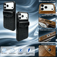 Desain Slot Kartu Praktis, Casing Ponsel Kulit PU, Mendukung Kustomisasi OEM, Bingkai Kamera Anti Gores untuk iPhone 17/18 Pro Max
