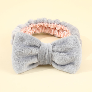 Dễ Thương Đáng Yêu Satin Lót Spa <span class=keywords><strong>Headband</strong></span> Co Giãn Mềm Nhung Đầu Bọc Skincare Tóc Ban Nhạc Hai Màu Sắc Trang Điểm Bowknot Headbands - Product Image 4