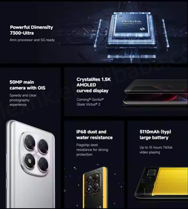 สำหรับ Xiaomi POCO X7 512GB 5G LTE โทรศัพท์มือถือ Ai Curved 6.67" กล้องหลัง 50MP แบบสามเลนส์ NFC รองรับซิมคู่ Redmi สมาร์ทโฟนปลดล็อค - Product Image 4