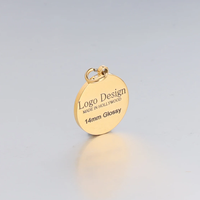 Perle de charme avec logo personnalisé, plaqué or 18 carats, bijoux minimalistes, pendentif de collier en acier inoxydable de 14 mm