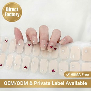 Commercio all'ingrosso autoadesivo 3D Semi-Cured Gel avvolge lunga durata salone qualità decalcomanie di carta Manicure Art - Product Image 1