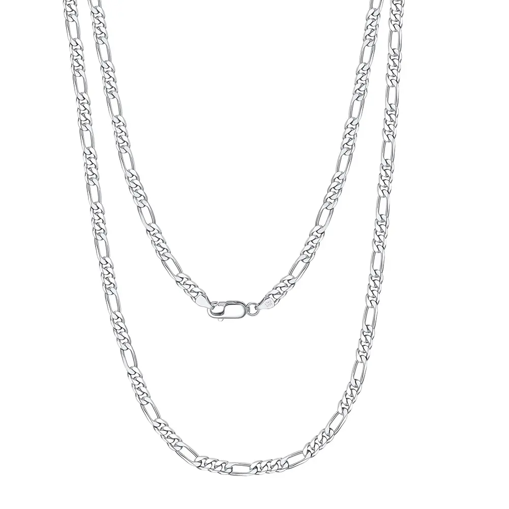 Factory Direct Sales 925 Silver Sterling Chain Men Necklace Gold Plated Figaro Chain