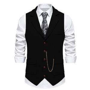 <span class=keywords><strong>Chaleco</strong></span> de Traje de <span class=keywords><strong>Tweed</strong></span> Espigado para <span class=keywords><strong>Hombre</strong></span>, Estilo Vintage con Solapa, Ajuste Delgado, para Negocios, Colección Otoño 2026 - Product Image 5
