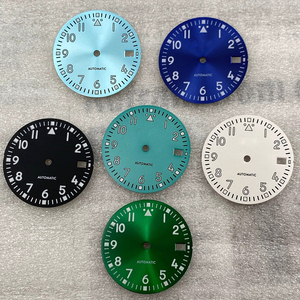 Produsen dibuat khusus kualitas terbaik Hitam Perak 316L baja tahan karat 28.5mm wajah jam NH35 hijau Super bercahaya Dial jam - Product Image 6