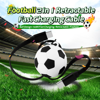 Nouveau design 2026 – Câble de charge rapide 60W rétractable USB-C en forme de ballon de football pour les fans de football