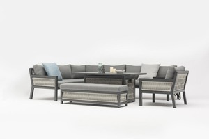 Divano <span class=keywords><strong>in</strong></span> vimini da giardino esterno AUDU lusso <span class=keywords><strong>in</strong></span> alluminio grigio rattan set da pranzo da esterno <span class=keywords><strong>in</strong></span> alluminio 9 posti con tavolino da caffè - Product Image 5