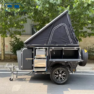ONLYWE offroad kamp römorku küçük rv karavan hibrid karavan 4x4 off road çekme karavan çadır ile