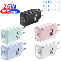 Bloc de charge rapide PD 25W Adaptateur de chargeur Prise de charge rapide Adaptateur de prise européenne USB C Charge rapide super rapide Bloc mural pour appareil intelligent