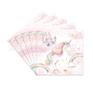 Ensemble de décoration de table pour fête d'anniversaire licorne arc-en-ciel, assiettes, gobelets et serviettes jetables pour enfants de 5 à 7 ans - Product Image 4