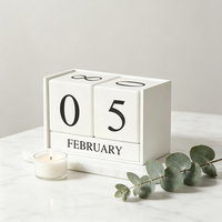 Calendrier perpétuel en bois rectangulaire décoratif créatif, design Art Déco, artisanal, logo personnalisable, Noël