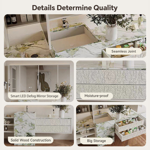 Muebles de Baño de Lujo de 36-92 Pulgadas con Lavabo Individual, Mueble de Madera Maciza con Cajones, Mueble Flotante con Lavabo Individual - Product Image 2