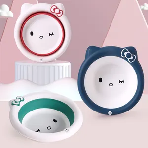 Non Fading Cute Cat Motifs Newborn Baby Round Collapsible Wash Basin