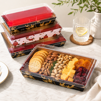Sunzza motif personnalisé rectangulaire sushi jetable boîte d'emballage antibuée couvercle dessert gâteau emballage conteneur avec revêtement PE