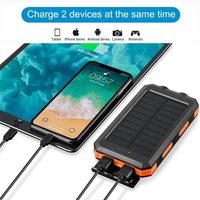 Nouvelle banque d'énergie solaire double Usb 20000mah chargeur de batterie étanche panneau solaire externe Portable avec lumière Led OEM