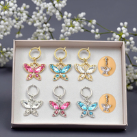 Clip sur papillon faux ventre Piercing plaqué or bijoux de corps en acier inoxydable avec Zircon faux nombril Piercing bijoux