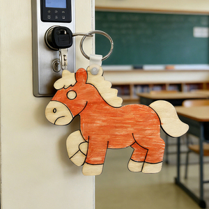 Bracelets promotionnels pour la fête des enfants, porte-clés en bois et ébauches en contreplaqué Pomy - Product Image 2