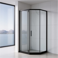 Cabine de douche d'angle moderne pour appartement, avec cadre en acier inoxydable brossé, double porte coulissante en verre de 8 mm d'épaisseur, pour usage hôtelier, Baide